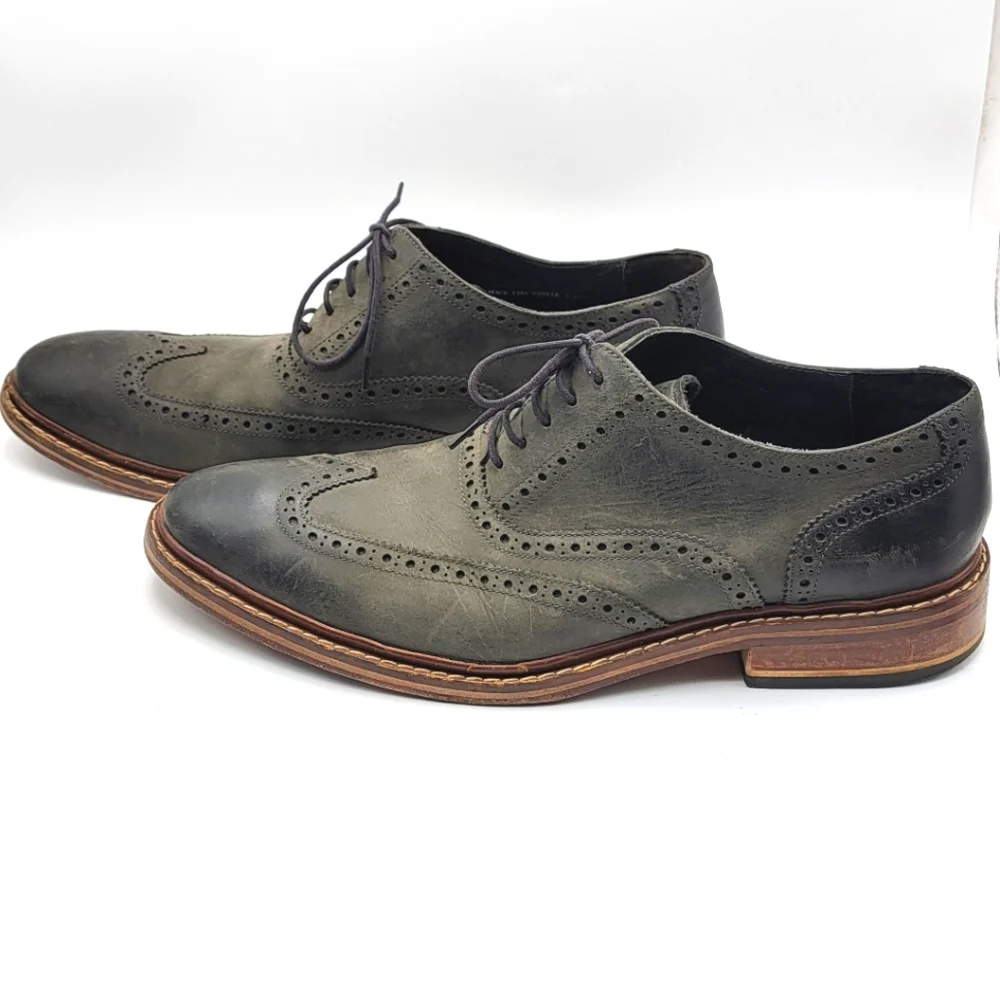 Cole Haan Dark Gray Leather Wingtip Oxfords. #1542‎